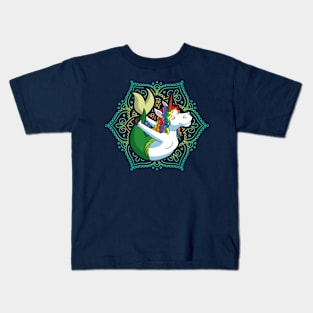 Yoga Meditate Unicorn Mermaid Mandala Kids T-Shirt